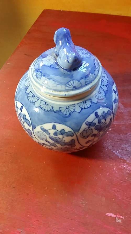 LOVELY GINGER COOKIE JAR WITH CUTE DOGGIE AS LID