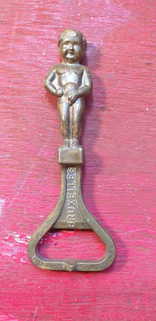 Vintage The Mannekin Pis Brass Bottle Opener