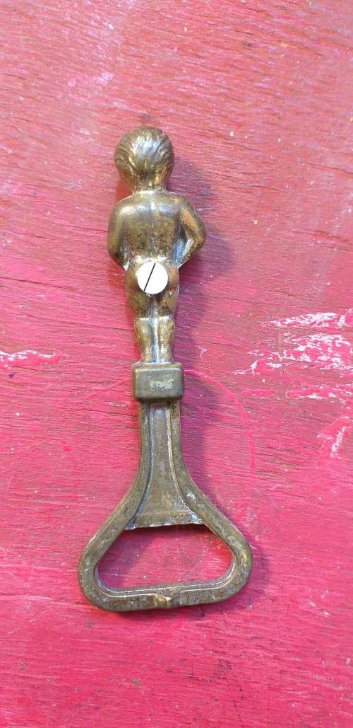 Vintage The Mannekin Pis Brass Bottle Opener