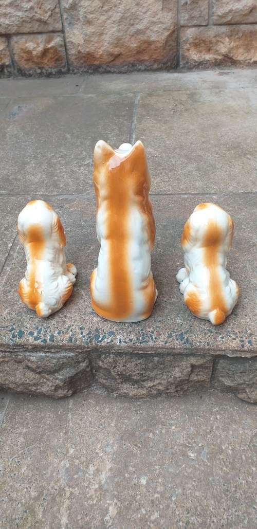 Set of  3 Vintage Doggies Ceramic Ornaments