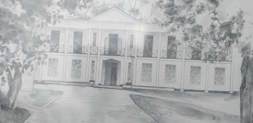 Framed Drawing of Hilton College