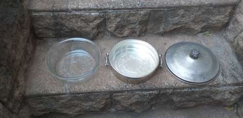 Viking Plate EP Copper Lead Mounts Vintage 3 Piece Serving Dish with Lid and Glass Inner