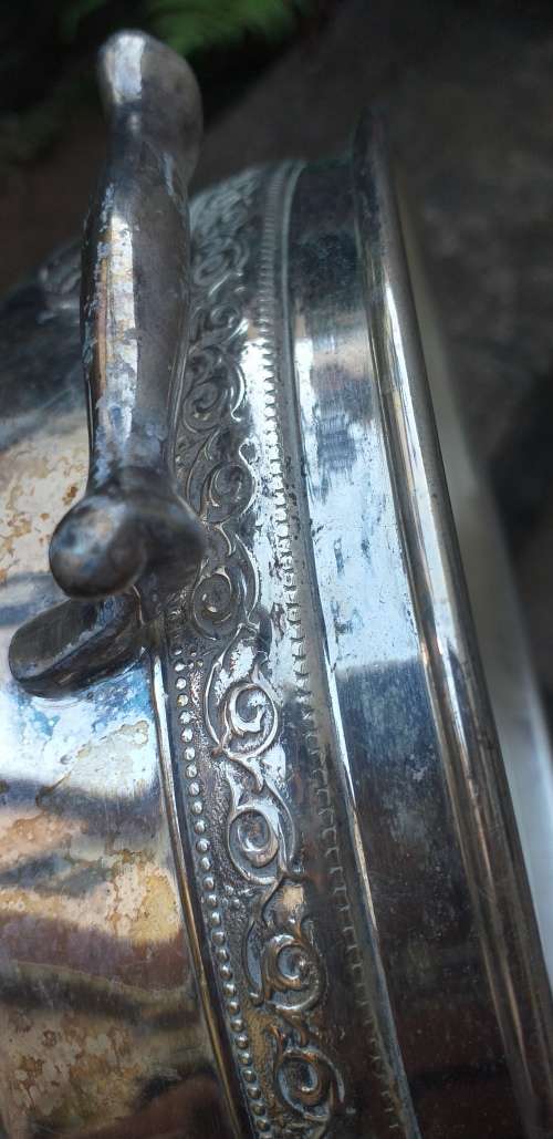 Viking Plate EP Copper Lead Mounts Vintage 3 Piece Serving Dish with Lid and Glass Inner