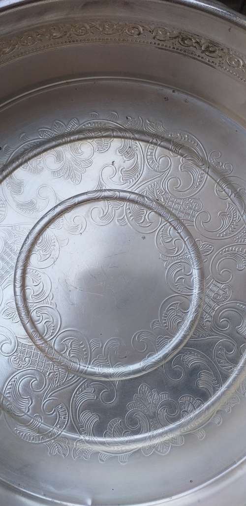 Viking Plate EP Copper Lead Mounts Vintage 3 Piece Serving Dish with Lid and Glass Inner