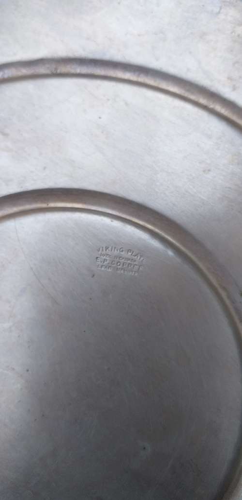 Viking Plate EP Copper Lead Mounts Vintage 3 Piece Serving Dish with Lid and Glass Inner