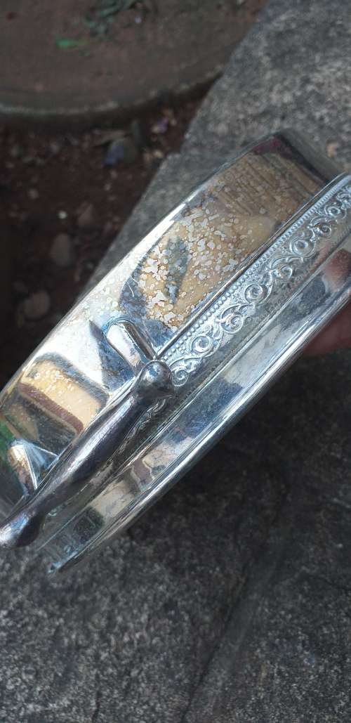 Viking Plate EP Copper Lead Mounts Vintage 3 Piece Serving Dish with Lid and Glass Inner