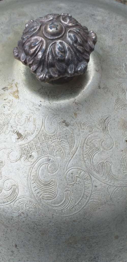 Viking Plate EP Copper Lead Mounts Vintage 3 Piece Serving Dish with Lid and Glass Inner