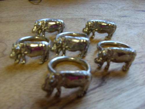 Set of 6 Metal Hippo Serviette Rings