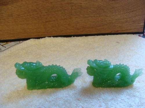 Pair of Jade- look Chinese Dragons