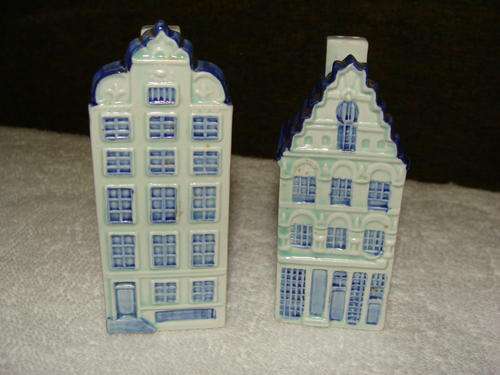Hand Painted Delft Blue Cruet Set : Amsterdam Houses