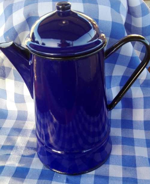 BLUE ENAMEL COFFEE CAN    MADE IN POLAND