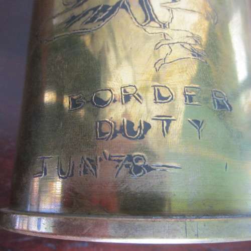 CANON SHELL   JUNE 1978  BORDER DUTY   RUNDU HEIGHT  15.5CM   DIAMETER 10 CM