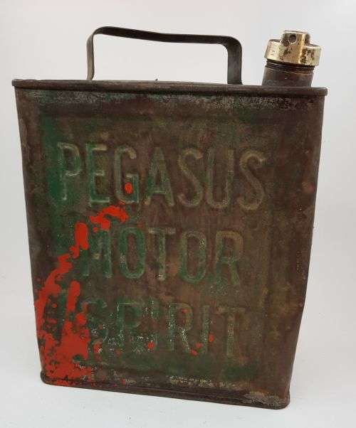 VINTAGE PEGASUS MOTOR SPIRIT CONTIANER.