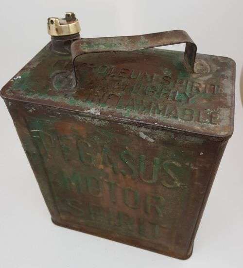 VINTAGE PEGASUS MOTOR SPIRIT CONTIANER.
