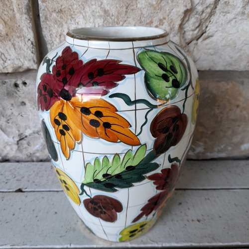 HAND PAINTED MAJOLICA VASE   HEIGHT 30 CM