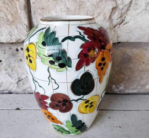 HAND PAINTED MAJOLICA VASE   HEIGHT 30 CM