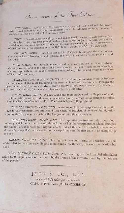 The story of The British settlers of 1820 in South Africa