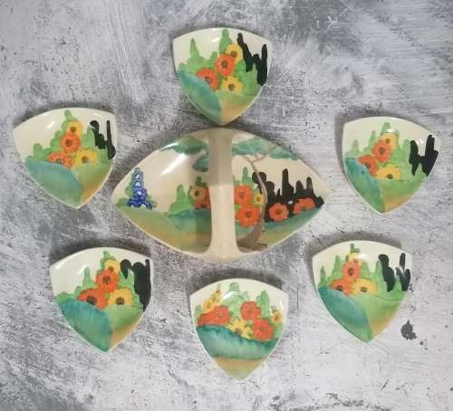 Clarice Cliff (Bizarre) Bon Bon Set 7 Piece