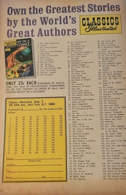 Classics Illustrated Master of the World No. 163