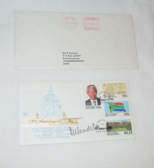 PRESIDENTIAL INAUGURATION FDC 6.3B SIGNED BY NELSON MANDELA