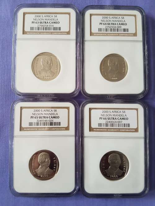 ~ HUGE, RARE NELSON MANDELA COLLECTION (x66) (2000 (PF66/65/64/63) & 2008) + MORE!!! TOTAL: 77 COINS