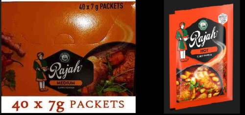 Rajah Hot Curry Powder Envelopes - 4 Boxes X 40 grams X 7g Envelope