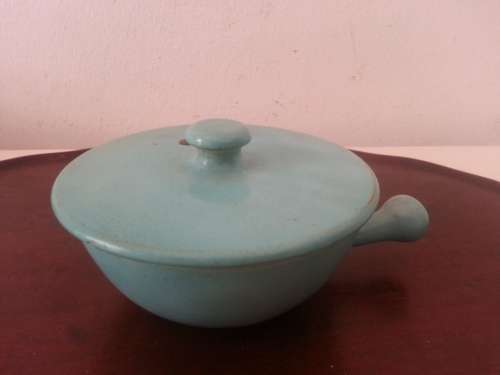 Linn Ware lidded serving bowl celadon green glaze circa 1940's