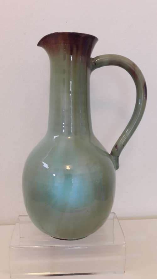 Large Linn Ware carafe jug vase in celadon glaze circa 1940's