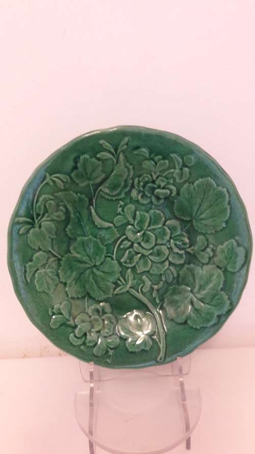 Wedgwood majolica plate Strawberry vine motif  circa 1920's