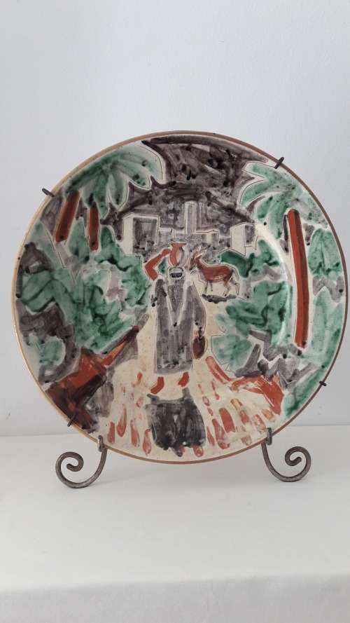 Large RAS Denmark hand made & painted ceramic charger - exotic  North African scene