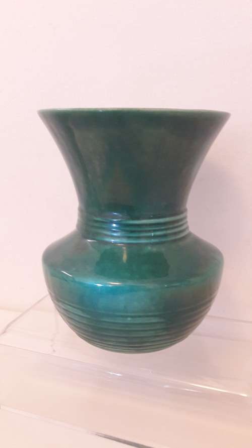 Lucia Art Deco styled vase in iconic dark green glaze circa 1950's