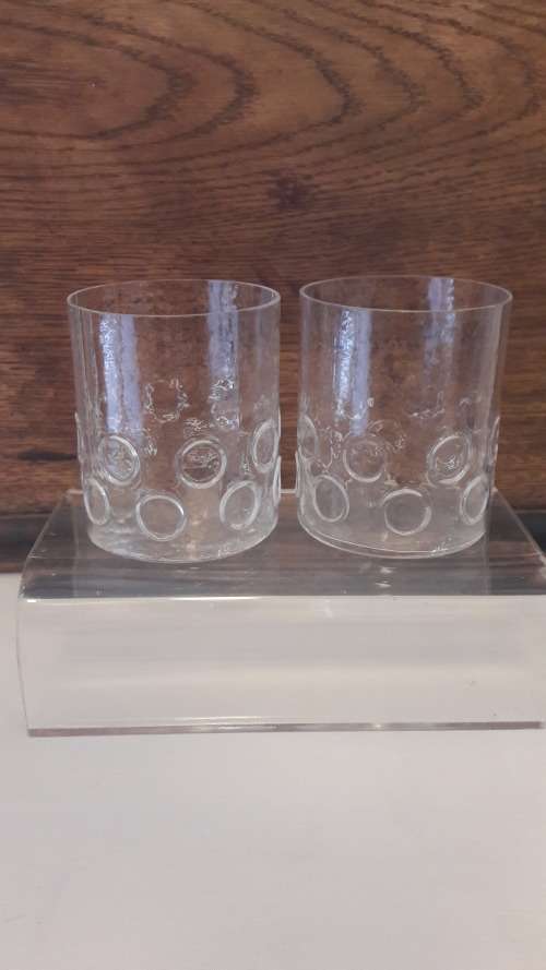 Pair of Retro Midcentury modern crystal water or whiskey tumblers by Riedel Crystal Austria 1960's