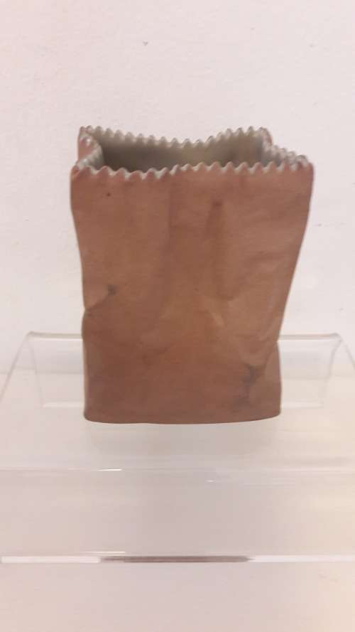 Vintage Rosenthal porcelain  " Paper Bag " vase by Finnish master designer Tapio Wirkkala 1977