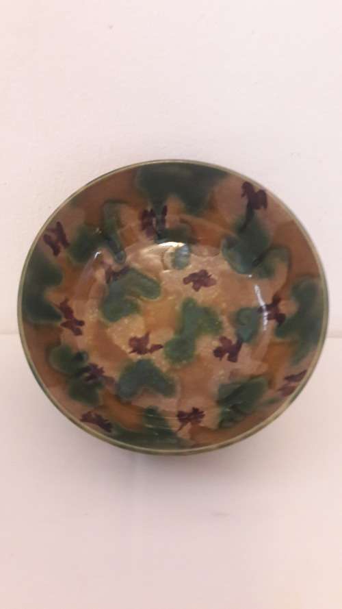 Chinese ceramic bowl Qing dynasty 19th Century with Sancai glaze