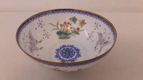 Rare Chinese eggshell porcelain bowl  famille rose style early Republic period 20th Century