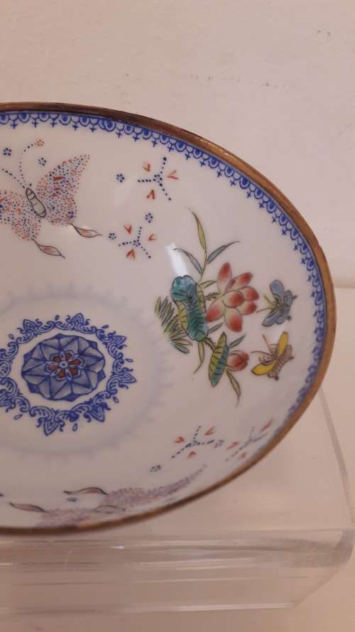 Rare Chinese eggshell porcelain bowl  famille rose style early Republic period 20th Century