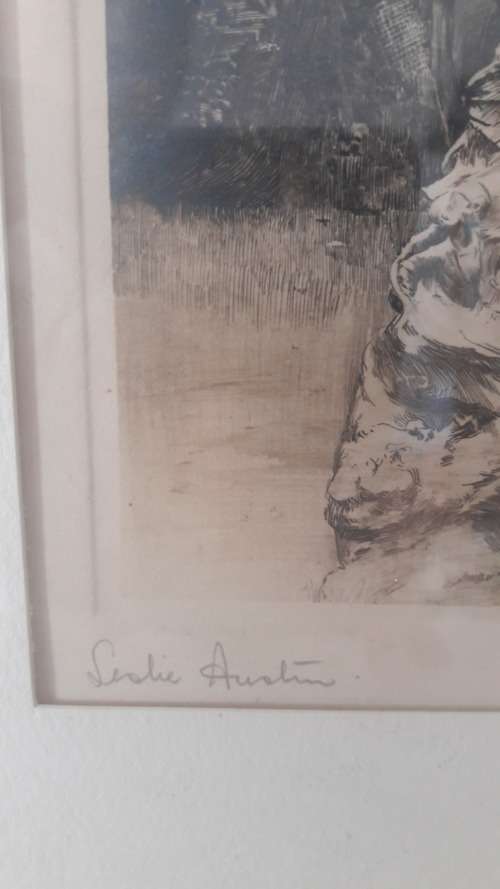 Etching of Peter Pan sculpture by British artist Leslie Austen circa 1924