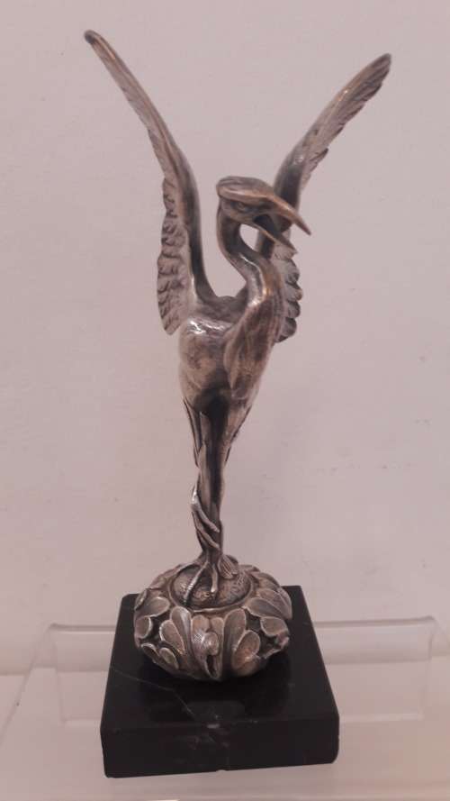 Oriental silver gilt sculpture of a Heron possibly Japanese Meiji period circa 1910