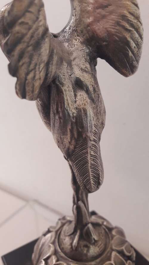 Oriental silver gilt sculpture of a Heron possibly Japanese Meiji period circa 1910