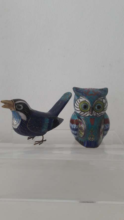 Chinese cloisonne enamel on brass birds 20th Century
