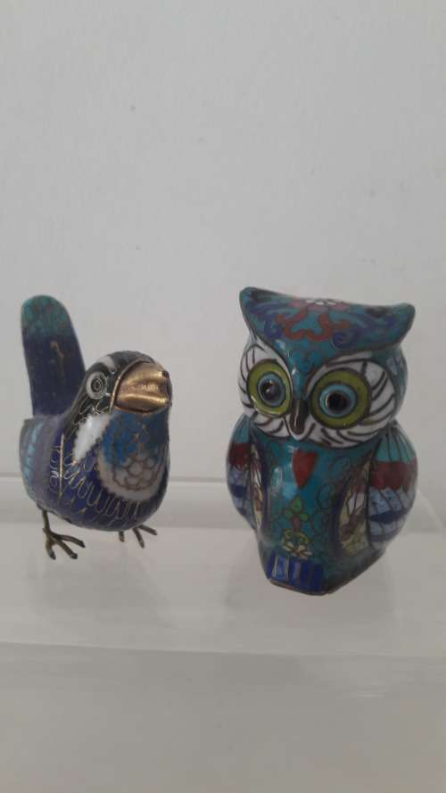 Chinese cloisonne enamel on brass birds 20th Century