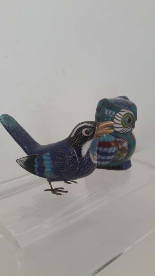 Chinese cloisonne enamel on brass birds 20th Century