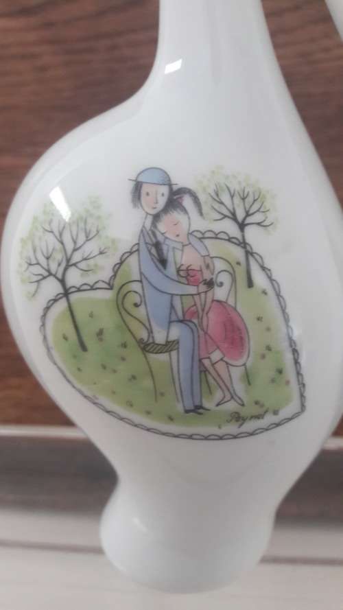 Rare Rosenthal Pregnant Louise  vase decorated with Lovers by Raymond Peynet circa 1956