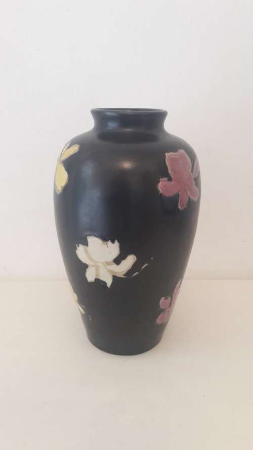 Collectible Japanese Awaji Art Deco vase 1930's with floral motif