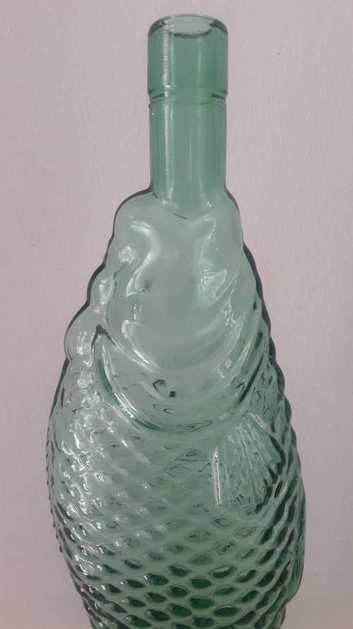 Large Vintage Italian Empoli glass fish shaped decanter /bottle 1960`s