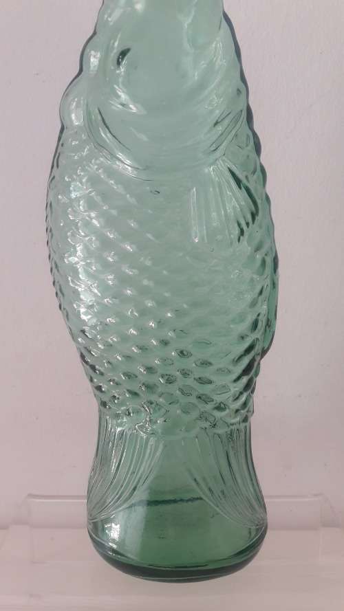 Large Vintage Italian Empoli glass fish shaped decanter /bottle 1960`s