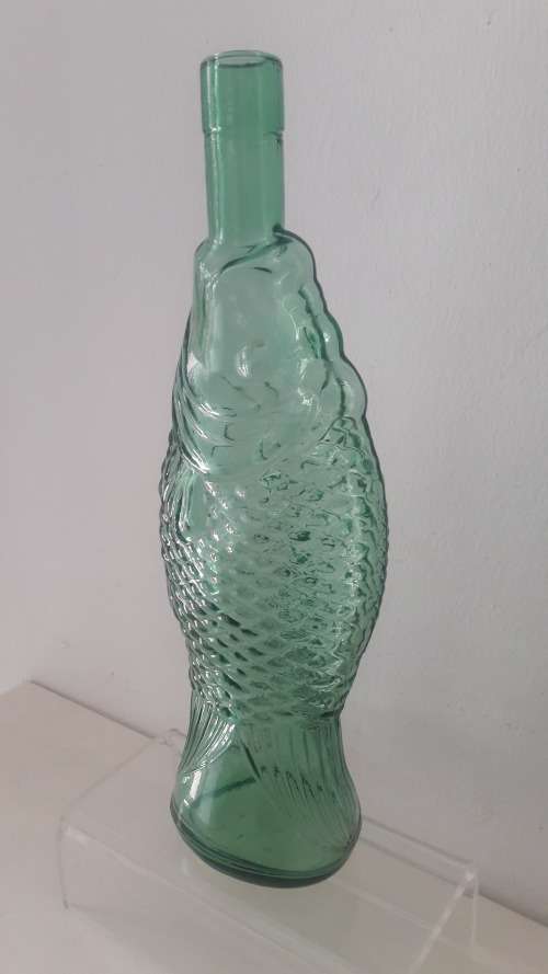 Large Vintage Italian Empoli glass fish shaped decanter /bottle 1960`s
