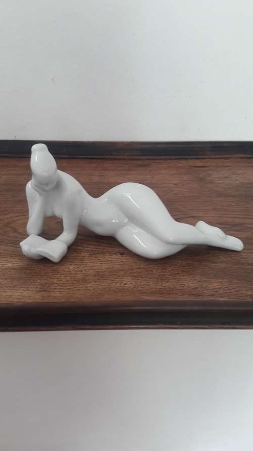 Midcentury modern porcelain nude figurine Royal Dux Czechoslovakia 1960's
