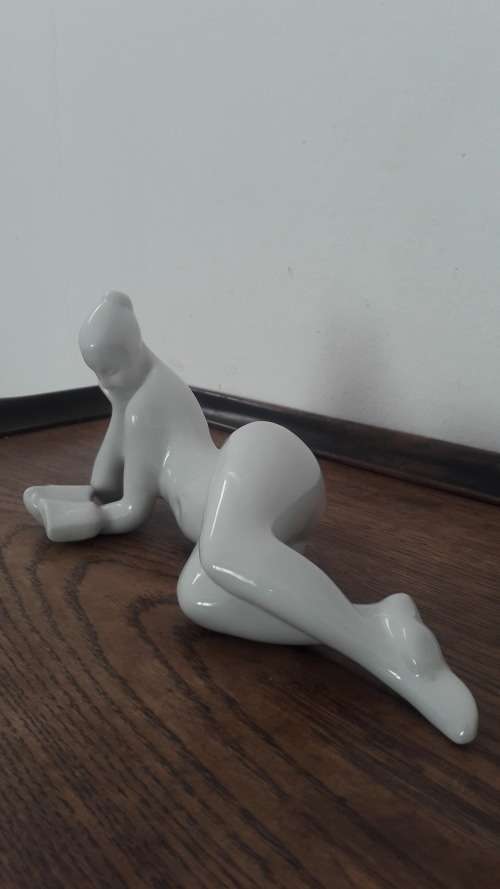 Midcentury modern porcelain nude figurine Royal Dux Czechoslovakia 1960's