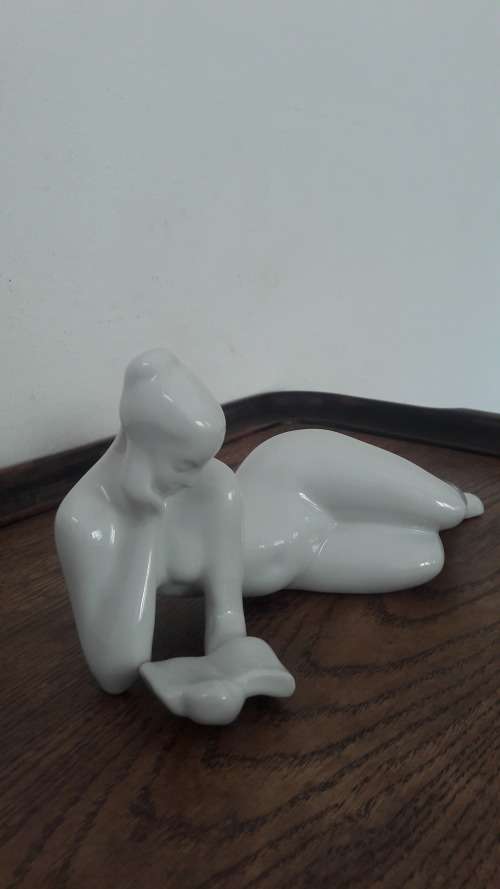 Midcentury modern porcelain nude figurine Royal Dux Czechoslovakia 1960's